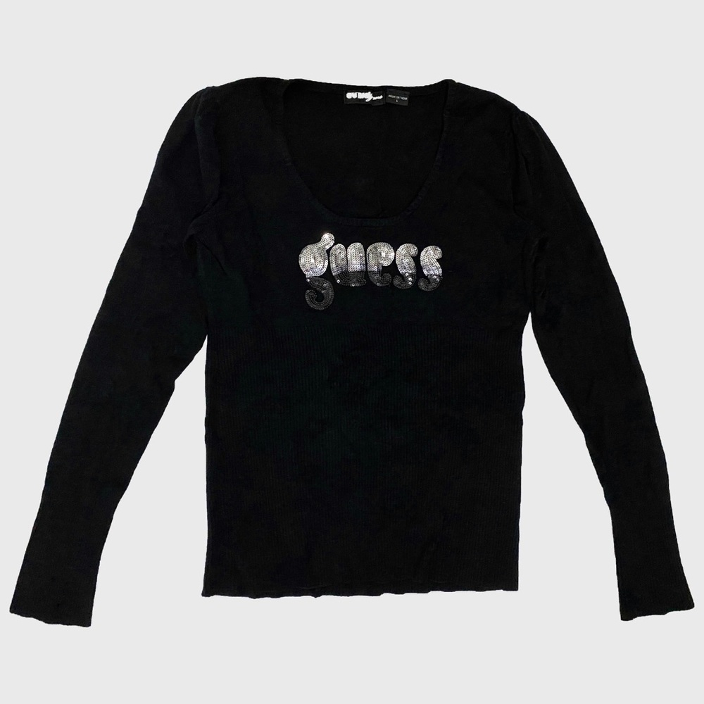 90’s Vintage Guess Sequined Black Knit Top